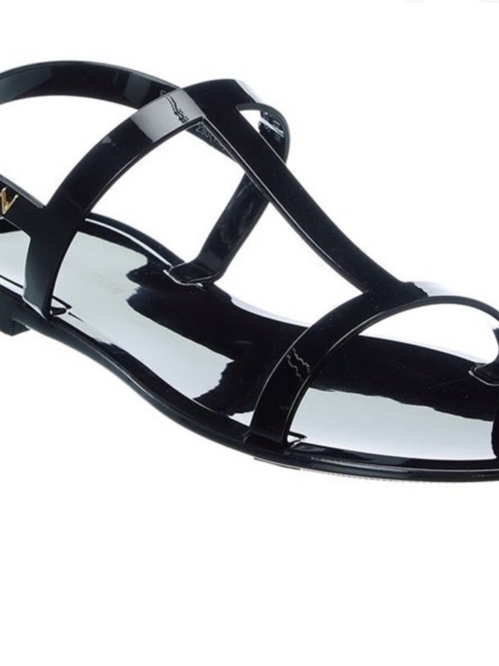 Stuart Weitzman Black Patent Strappy Open-Toe Sandals